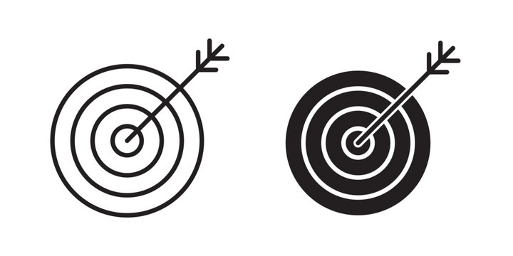 Bullseye icon flat outline in black