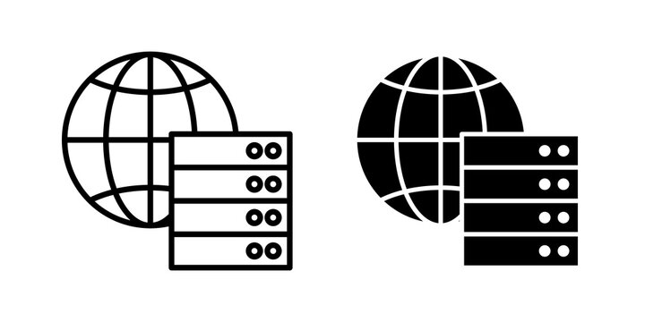 Web server icon flat outline in black