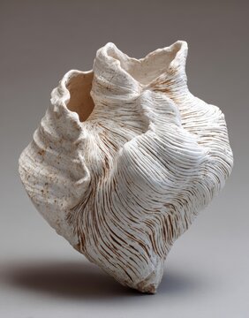 Beautiful white sea shell with orange interior texture