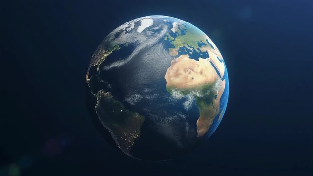 Stunning 3D Digital Rendering of Planet Earth Floating in the Dark Void of Outer Space