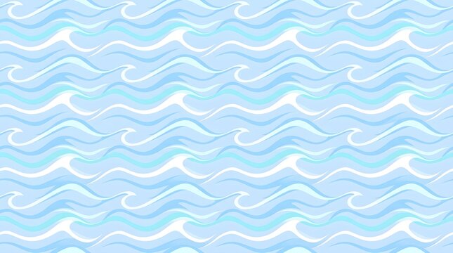Blue ocean wave seamless pattern vector background