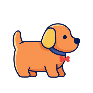 Cartoon dog with collar and bone