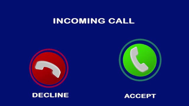 Incoming call animation Animation of phone call, Incoming call ring icon blue background video. 4k loop animation.