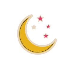 Yellow crescent moon and stars © kyky