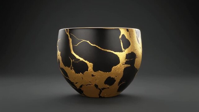 Gold seams catching light on a kintsugi bowl