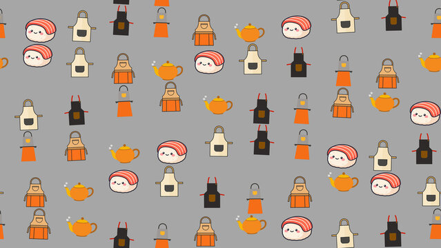 Cute Sushi and Aprons Pattern
