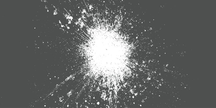 Abstract White Ink Splatter Grunge Texture on Dark Grey Background
