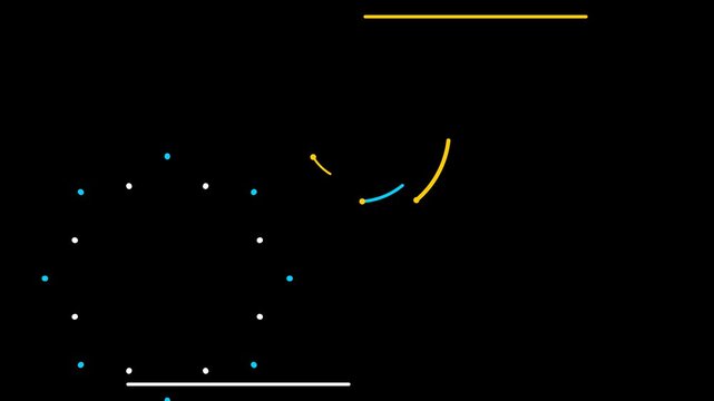 Colorful line effects bursting orbiting and running around the frame