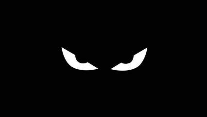 Evil eyes glowing white silhouette on black background © IconFlow