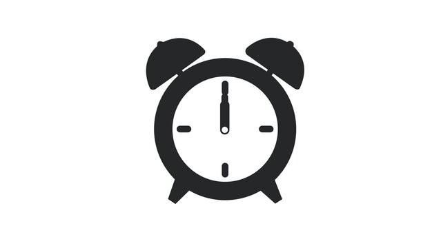 Vintage alarm clock silhouette vector icon showing twelve