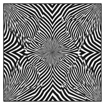 Abstract black and white wavy lines optical illusion pattern