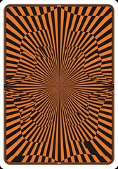 Fototapeta premium Playing card back design with orange and black geometric sunburst pattern