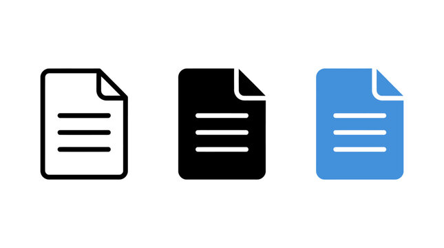 Document vector icon design set with paper sheet symbols and text lines