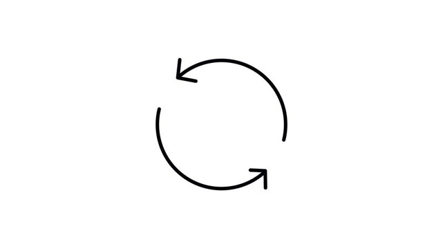 Black Bidirectional Loop Arrow Icon Animation with Transparent Background.4k video