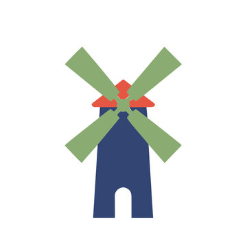 Flat windmill illustration