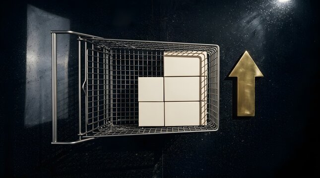 Magnetic Cube Displacement in a Metallic Grid with Upward Arrow