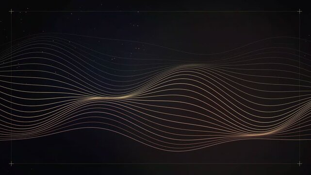 Abstract flowing golden lines on a dark background, representing sound waves or data flow.