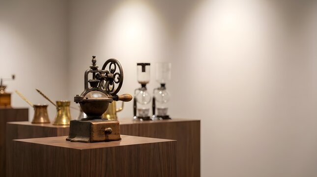 Coffee Museum Exhibit With Historic Tools