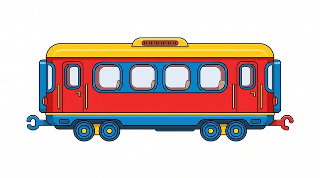 Colorful toy train passenger car vector illustration isolated on white