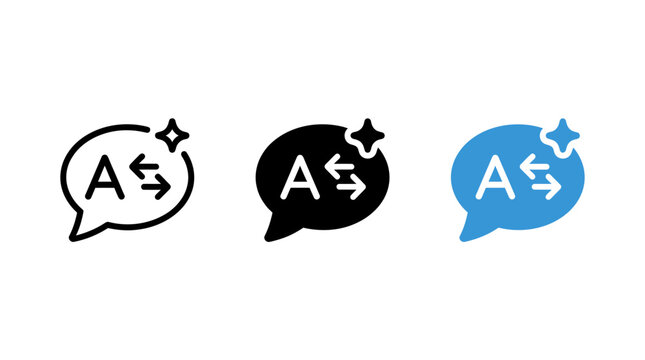 Translation chat bubble icon set with translation language communication