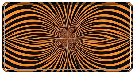 Fototapeta premium Abstract orange and black striped pattern with a circular radial design