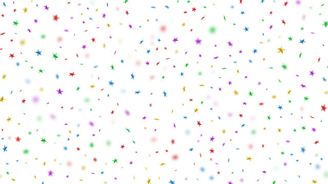 Vibrant colorful confetti dots scattered on a white festive background for celebration