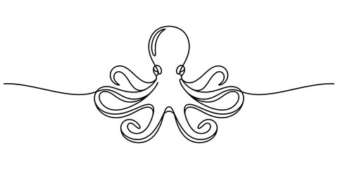 Continuous single line drawing of an octopus animal © TuniRani