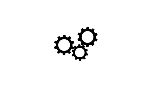 Spinning gear animation. glowing settings icon. Cogwheel gear spinning around animation. cog wheel icon turning animated background. Motion graphics of teamwork concept. Machine symbol, automotive.