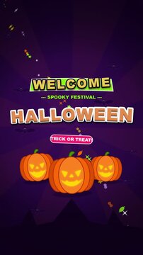Welcome to the Spooky Halloween Festival with pumpkins and confetti.