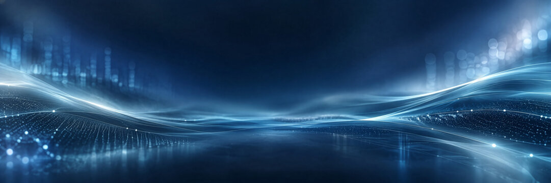 Cloud Data Infrastructure Abstract Blue Banner Background