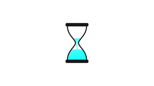 Hourglass timer icon with blue liquid sand animation