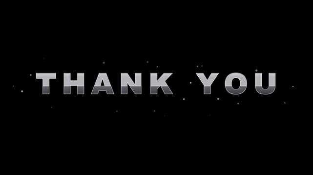 Thank you text animation with metallic glowing effect