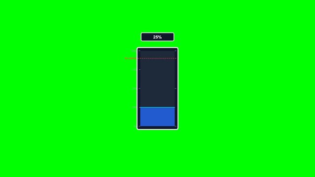 4K professional 10-second flat vector motion graphics animation of an automated water level sensor displaying progressive measurement, a 90 percent high-level overflow warning alert, and smooth recove