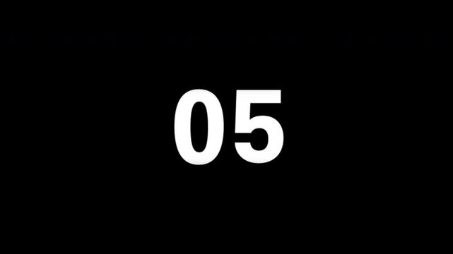 10 second countdown, fast mechanical countdown timer from 10 to 00,  rolling white odometer digits on transparent background