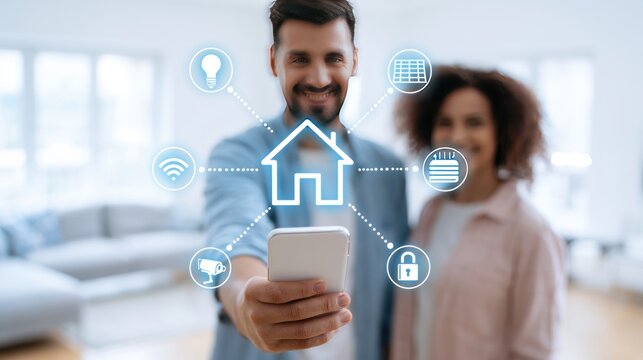 Home automation connected devices via smartphone app interface
