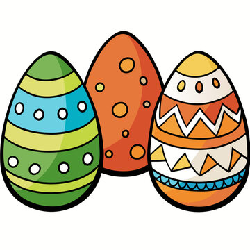 ไข่อีสเตอร์การ์ตูนระบายสี 3 ฟอง,Three colorful cartoon Easter eggs