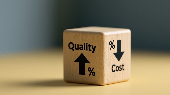 Increasing quality and decreasing cost concept