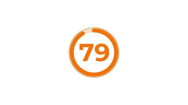 Minimal countdown timer animation from 86 to 0 seconds. Round circle 86 seconds countdown, Modern flat design with animation.
