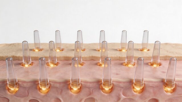 3D Illustration of Targeted Serum Delivery to the Skin Basal Layer