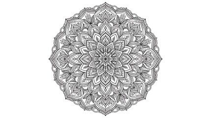 Intricate black and white mandala pattern isolated on white background © Sumiyah
