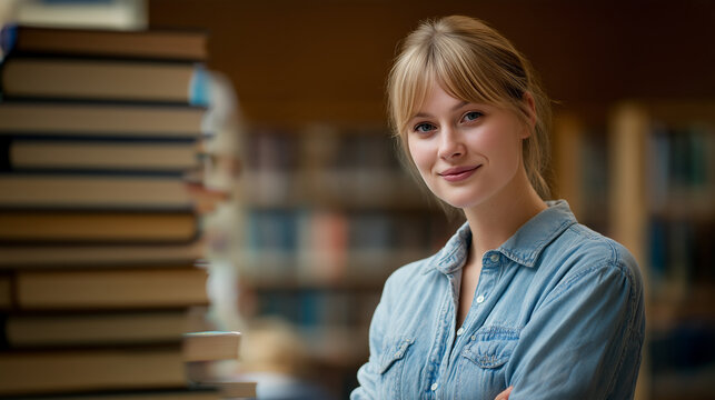 Librarian Book Stack Knowledge