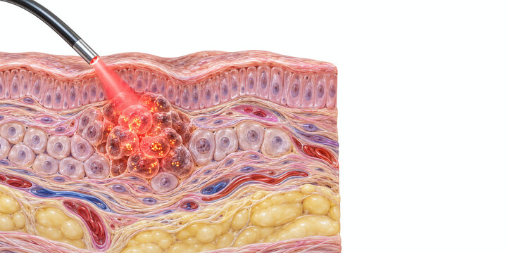 Photodynamic Therapy Targeting Abnormal Cells Beneath Skin