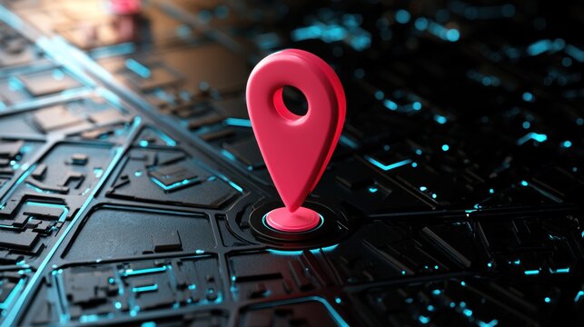 Location pin on digital map interface abstract design