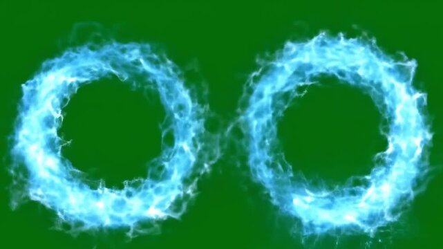Blue Energy Rings Swirling Motion Graphic on Green Screen for VFX Compositing and Overlay