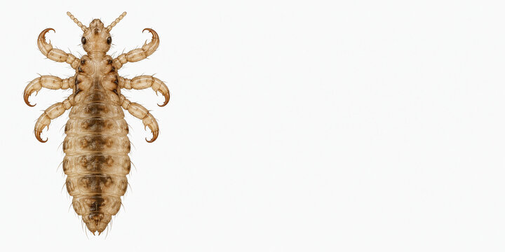 Head Louse Anatomy Scientific Illustration With Copy Space