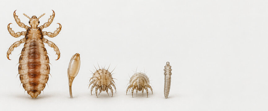 True Scale Lineup of Louse and Human Mites