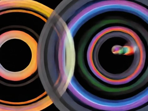 Abstract concentric circles with vibrant color transitions and bokeh effects during a dynamic zoom