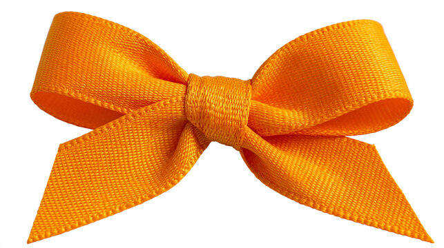 Orange ribbon bow isolated on white background with gift bow decorative ribbon fabric bow