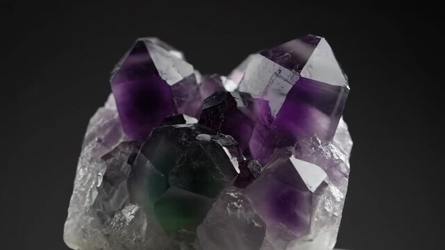 Close-up of amethyst ore, close-up of purple crystal clusters