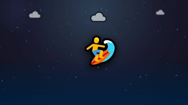 illustration video of surfing in the sea